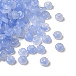 Васильковый Окрашенные в духовке бусины из искусственного нефрита, рондель, васильковый, 6~6.5x3.5 мм, отверстие : 1.2~1.4 мм, Около 5000 шт / 1000 г