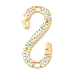 Настоящее золото 18K Стойка металлическая латунная микропрофилированная кубическая циркония подвески, долговечный, без свинца и без кадмия, буква s чары, реальный 18 k позолоченный, 37x16x2.3 мм, отверстие : 2.5x3 мм