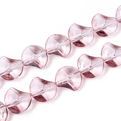 Бледно-фиолетовый Красный Краска для выпечки, прозрачные стеклянные бусины, нити, самородки, бледно-фиолетовый красный, 13.5x13.5x8.5~9 мм, отверстие : 0.8~0.9 мм, около 50 шт / нитка, 26.38 дюйм (67 см)