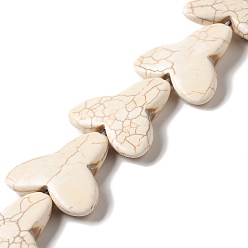 Желтая Старая Ткань  Синтетические бусины, окрашенные в бирюзовый цвет, дротик, старое кружево, 27x31x6.5 мм, отверстие : 1 мм, около 15 шт / нитка, 14.96'' (38 см)