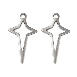 Нержавеющая Сталь Цвет 201 подвески из нержавеющей стали, полые звезды прелести, цвет нержавеющей стали, 16.5x9x0.5 мм, отверстие : 1.2 мм