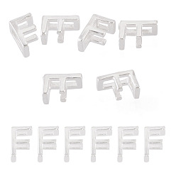 Letter F 6шт. 925 полые бусины с инициалами из стерлингового серебра, серебряные, Буква F, 5.5~6x3.5~4x3 мм, отверстие : 3.5~4x1.3~1.7 мм