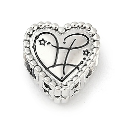 Близнецы 925 стерлингового серебра европейских бисер, сердце, Близнецы, 9.5x9.5~10x7 мм, отверстие : 4.5 мм