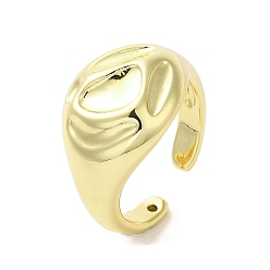 Real 18K Gold Plated Rack Plating Brass Finger Ring, Cuff Ring, Long-Lasting Plated, Cadmium Free & Lead Free, Real 18K Gold Plated, Inner Diameter: 17mm