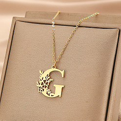 Letter G 304 ожерелья с подвесками в виде цветка из нержавеющей стали, золотые, Буква G, 16.54 дюйм (42 см)