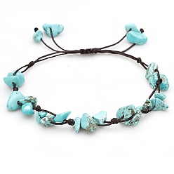 Синтетическая Бирюза Синтетические бирюзовые плетеные браслеты из бисера, чип, 6-1/4~10-1/4 дюйм (16~26 см)