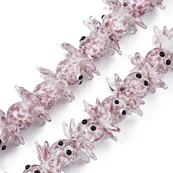 Розово-Коричневый Бусины ручной работы ухабистой бисер нитей, осьминог, розово-коричневый, 15~20x22~24x22~24 мм, отверстие : 1.6 мм, около 30 шт / нитка, 17.72 дюйм ~ 21.65 дюйм (45~55 см)