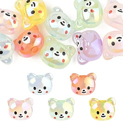 (52) Непрозрачная лаванда 10шт акриловые бусины, медведь, с покрытием AB цвета, разноцветные, 16.5x19.5x14.5 мм, отверстие : 3.5 мм