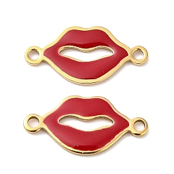 (123L) Белый крем непрозрачный блеск 304 эмалированные подвески из нержавеющей стали, губы ссылки, ионное покрытие (ip), золотые, огнеупорный кирпич, 9.5x19x1 мм, отверстие : 1.5 мм