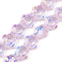 Бледно-Розовый Стеклянные бусины с гальваническим покрытием , снежинка, с покрытием AB цвета, граненые, розовый жемчуг, 9x10x6 мм, отверстие : 0.9 мм, около 70 шт / нитка, 24.41'' (62 см)
