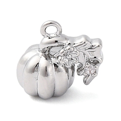 Платинированный Подвески латунные горный хрусталь, без кадмия, без никеля и без свинца, тыквенные прелести, Реальная платина, 11x11.5x7.5 мм, отверстие : 1.2 мм