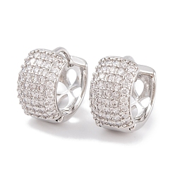 Платина Серьги из латуни с фианитом, без кадмия и без свинца, долговечный, массивная форма cz, серьги обруча, платина, 14x8.5 мм