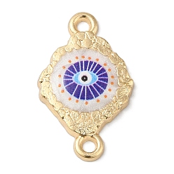 Purple Zinc Alloy Enamel Connector Charms, Golden, Evil Eye Links with Resin, Purple, 20x12x2mm, Hole: 2mm