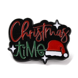 Красный Рождественская тема слово Рождество эмалированные булавки, броши из сплава для одежды рюкзака, красные, 22x30x1.5 мм