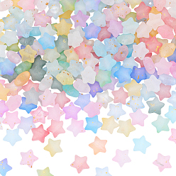 (52) Непрозрачная лаванда 300шт. матовые акриловые бусины, золотой фольгой, звезда, градиент цвета, разноцветные, 9x10x5 мм, отверстие : 1.6 мм