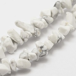 White Natural Howlite Beads Strand, Chip, White, 3~4x3~8x4~5mm, Hole: 0.4mm, 33.5 inch