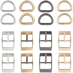 Mixed Color DIY Bag Accessories Kits, with Iron D Rings and Alloy Single Prong Roller Buckles, Mixed Color, 108x74x18mm