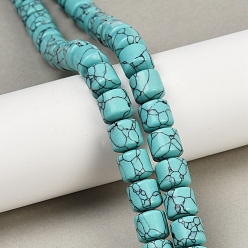 Синтетическая Бирюза Синтетических нитей бирюзовые бусы, колонка, 9.5~10x10~10.5 мм, отверстие : 0.8~1 мм, около 40 шт / нитка, 15.31~15.35'' (38.9~39 см)
