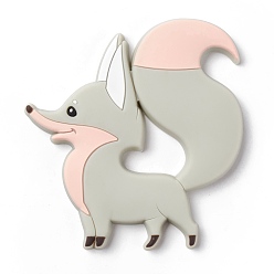 Gray Food Grade Eco-Friendly Silicone Beads, Fox, Gray, 94x91x9mm