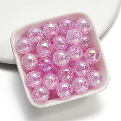 Violet Baking Paint Crackle Glass Beads, Round, Violet, 16mm, Hole: 2mm, 10pcs/bag