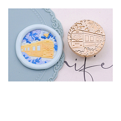 Train Golden Tone Wax Seal Brass Stamp Head, for Invitations, Envelopes, Gift Packing, Train, 25mm