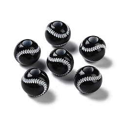 Белый Непрозрачные акриловые европейские бусины с распылением, бусины с большим отверстием, большой теннис, белые, 11x10.5 мм, отверстие : 4 мм, Около 1000 шт / 500 г