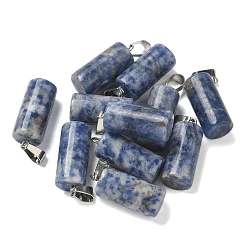 (306FM) Жонкиль матовый с лаймовой подкладкой Натуральные синие пятна яшмы подвески, с 201 вывод из нержавеющей стали, колонка, 25x10 мм, отверстие : 4x7 мм