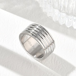 Stainless Steel Color 304 Stainless Steel Finger Rings, Long-Lasting Plated, Stainless Steel Color, 10mm, US Size 7(17.3mm)