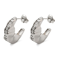Stainless Steel Color Non-Tarnish 304 Stainless Steel Stud Earrings Findings, Moon Earring Settings for Rhinestone, Stainless Steel Color, 21x6mm, Pin: 10x0.6mm, Fit for 1mm Rhinestone