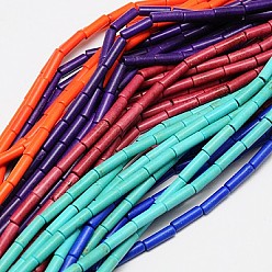 (52) Непрозрачная лаванда Синтетических нитей бирюзовые бусы, окрашенные, колонка, разноцветные, 13x4 мм, отверстие : 1 мм, около 32 шт / нитка, 16 дюйм