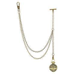 Bronze Antique Pendentifs en laiton avec cage à perles vide, avec des chaînes torsadées en laiton et des fermoirs à clé en alliage, y compris les sacs en velours, tissu en daim tissu de polissage argent, ronde, bronze antique, 297mm