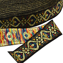 Noir Câblés de polyester, avec les yeux motif, ruban jacquard, noir, 3/4 pouce (18 mm), 33 yards / rouleau (30.1752 m / rouleau)