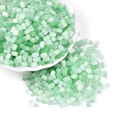 Аквамарин Стеклянный бисер в стиле волочильного станка, имитации кошачьего глаза , колонка, аквамарин, 6~7x3.5~4 мм, отверстие : 1.2~1.6 мм, Около 3210 шт / фунт