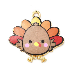 Светло-коричневый Милые подвески из сплава с принтом, золотой свет, без кадмия, без никеля и без свинца, очарование индейки, загар, 26x26x2 мм, отверстие : 2 мм