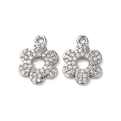 Платина Латунные микро проложить кубического циркония подвески, , платина, 13.5x10.5x2 мм, отверстие : 1.2 мм