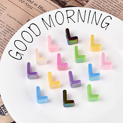 Letter L УФ-покрытие непрозрачные акриловые европейские бусины, бусины с большим отверстием, разноцветные, Письмо L, 20.5x15x13.5 мм, отверстие : 6 мм