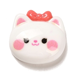 Cat Shape Непрозрачная смола декодирует кабошоны, розовые, форма кошки, 17x17x6.5 мм