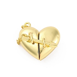 Настоящее золото 18K Латунные подвески, сердце прелести, стойки покрытие, прочное покрытие, без кадмия и без свинца, реальный 18 k позолоченный, 22.5x23x13.5 мм, отверстие : 2.5 мм