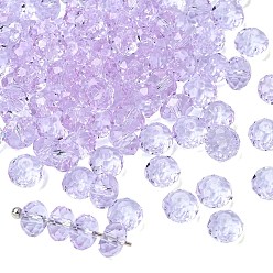 Лиловый К 9 стекло, имитация Австрийские кристаллические шарики, класс AAA, граненые, рондель, сирень, 6x4 мм, отверстие : 0.7~0.9 мм