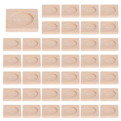 PapayaWhip Wood Cabochon Settings, Square, PapayaWhip, 34.5~35x35~36x5mm, Inner Diameter: 25mm