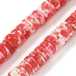 Малиновый Синтетические бирюзовые бусины, покрытые краской для выпечки, с эмалью, диск, малиновый, 6~6.5x2.5 мм, отверстие : 1~1.2 мм, около 133~134 шт / нитка, 14.57'' (37 см)