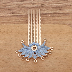 Светло-Синий Цветок сплав эмаль палочка для волос находка, Древний стиль ханьфу аксессуары для женщин и девочек, голубой, 61x38 мм