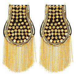 Золотой 2 модные погоны с кисточками, нагрудный знак на пластиковой заклепке, с железными цепочками, ткань выводы, золотые, 202x95x12 мм