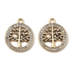 Золотой Подвески со стразами из сплава с УФ-покрытием, древо жизни, золотые, 20.5x17.5x2 мм, отверстие : 1.8 мм