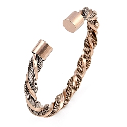 Розовое Золото Ионное покрытие (IP) 304 браслеты-манжеты из нержавеющей стали для женщин, твист, розовое золото , внутренний диаметр: 2-3/8 дюйм (6 см)
