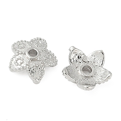 Платина Шапочки и конусы для бусин, латунные, 5-лепестков цветка, платина, 8x8.5x2.5 мм, отверстие : 1.4 мм