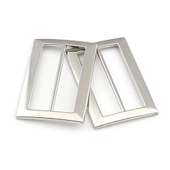 Платина Пряжки ремня из сплава, пряжки-регуляторы с тремя скользящими фиксаторами, прямоугольные, платина, 30x24 мм