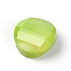Hellgrün Nachahmung Jade Glasperlen, Flachrund, hellgrün, 14x6.5 mm, Bohrung: 1.2 mm