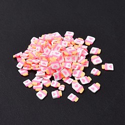 Orchid Handmade Polymer Clay Cabochons, Polymer Clay Slices for Resin Crafts & DIY Projects, Ice Lolly with Heart, Orchid, 6.5x5x0.8mm, about 166666pcs/1000g
