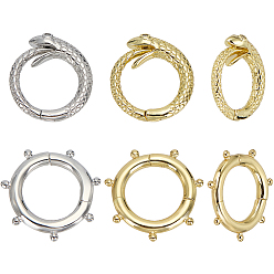Платиновый & Золотой Наборы застежек своими руками, в том числе 2 шт. 2 цвета змея латунь кубический цирконий застежка-крутильщик, 2 шт. 2 цвета латунное пружинное затворное кольцо, платиной и золотом, 15~16x14.5~24.5x2~4 мм, 1 шт / стиль